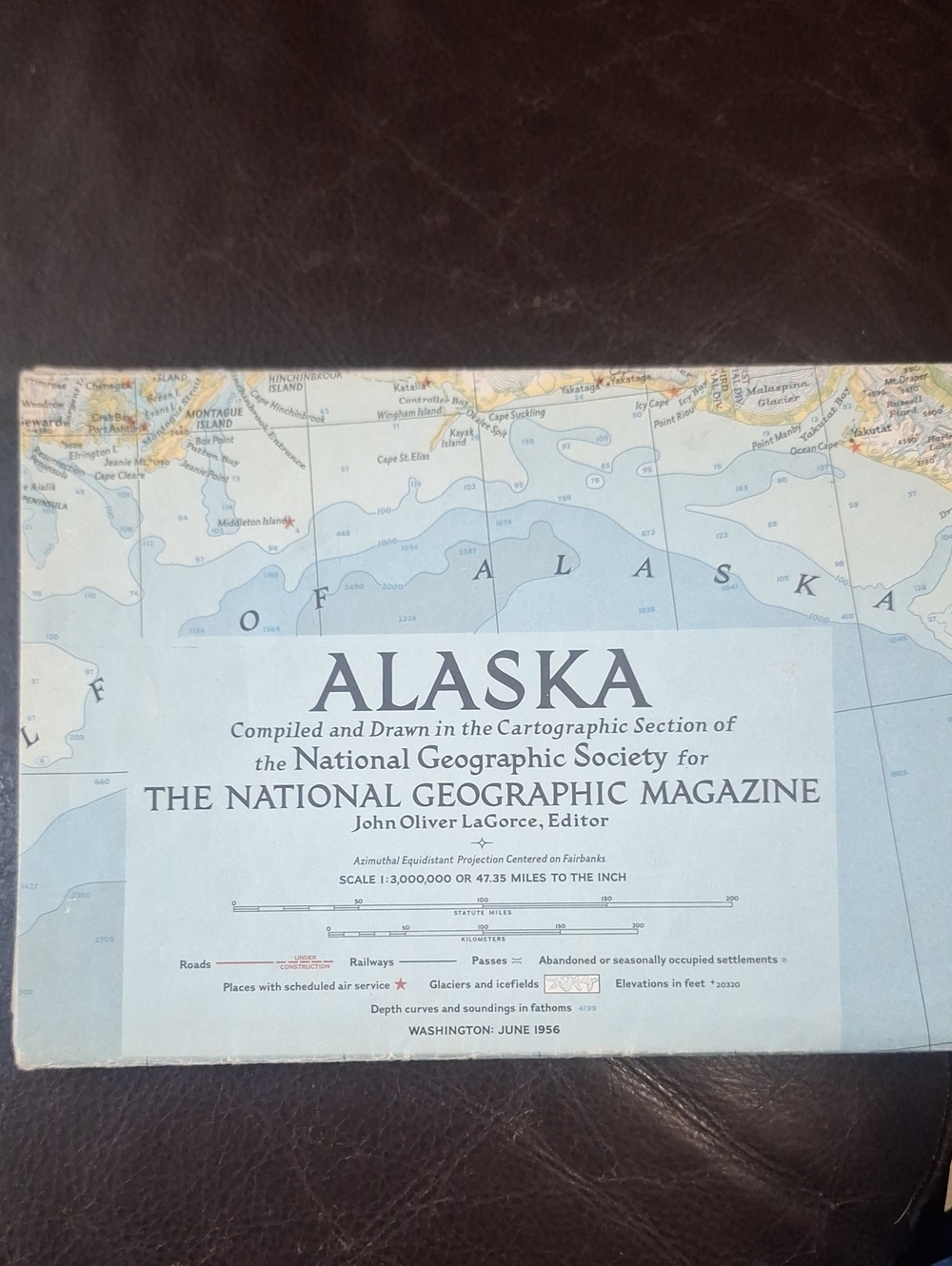 National Geographic Alaska Map Cover in Light Blue and Cream